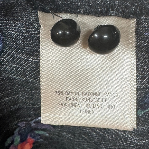 Anthropologie Maeve Gardenia Black Pink Purple Floral Linen Blend Blouse Top XS - Picture 16 of 16